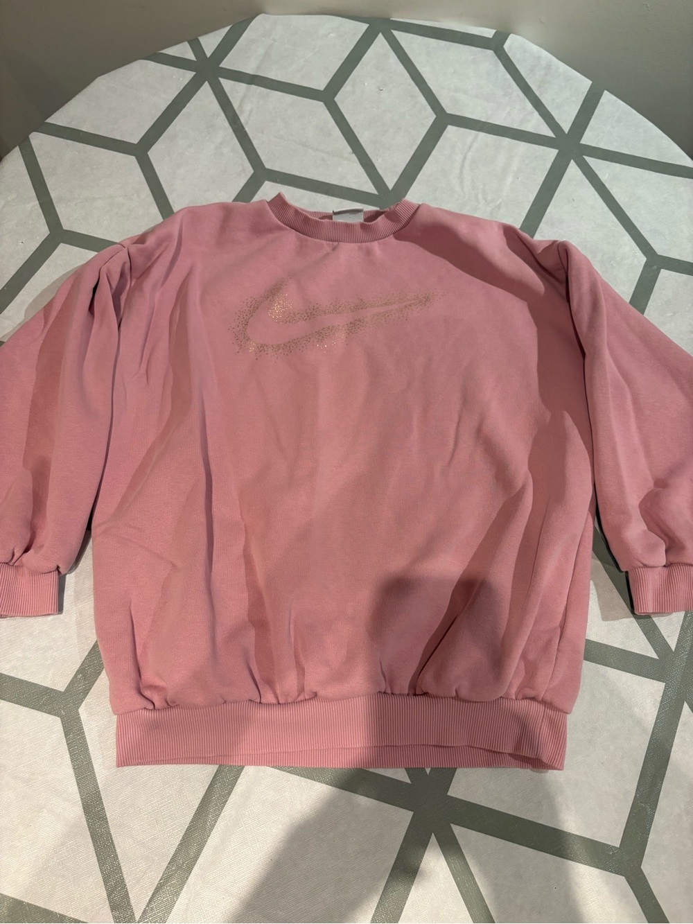 Nike Pink Crewneck Sweatshirt with Glitter Swoosh